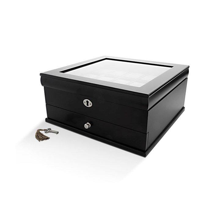 Black Wooden Fifteen Part Watch Box - A19140