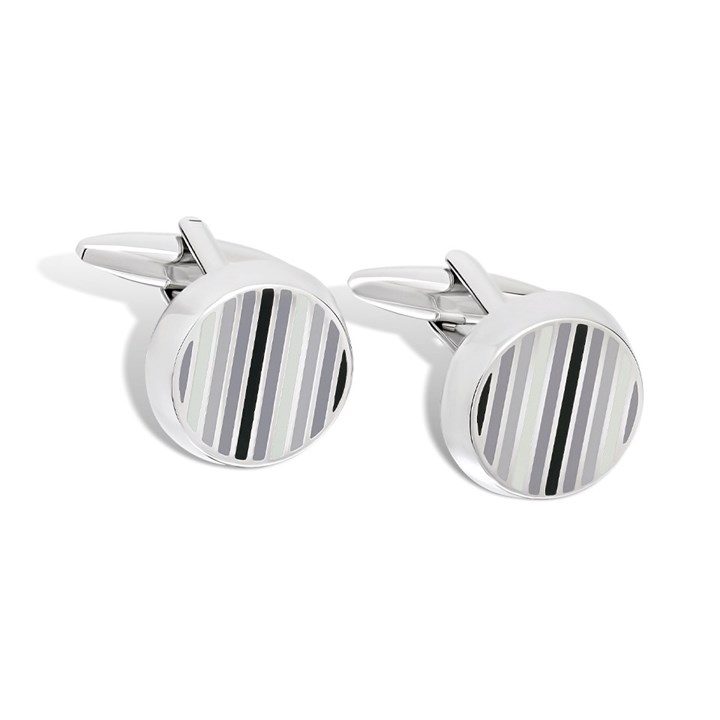 Round Enamel Stripe Cufflinks - A45165