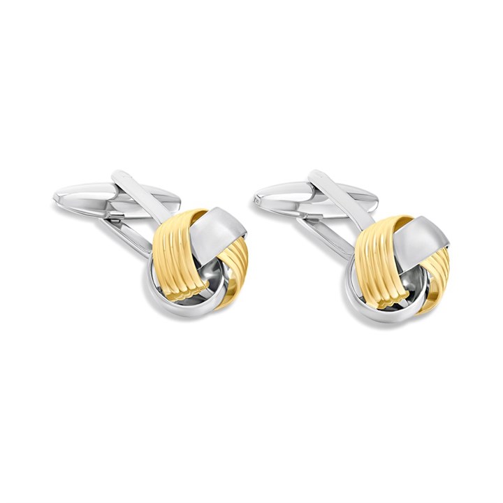 Rhodium/Rose Gold Plated Knot Cufflinks - A45172