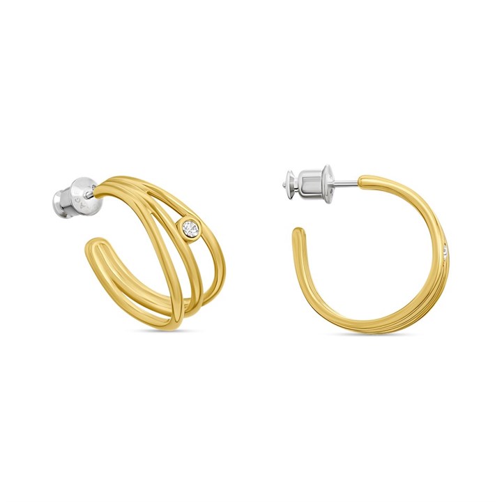 Skagen SKJ1759710 Kariana Waves Gold Tone Hoop Earrings - A7135