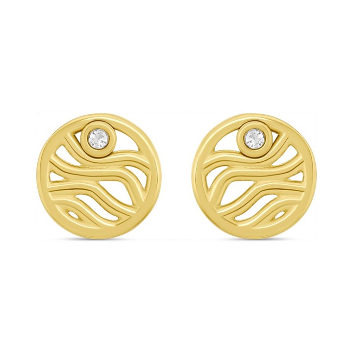 Skagen SKJ1761710 Glitz Wave Gold Tone Stainless Steel Stud Earrings - A7168