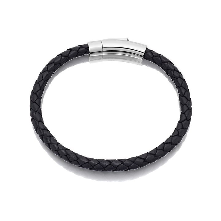 Unique & Co Black Leather Push Button Clasp Bracelet - A7310