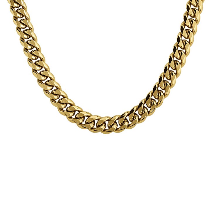 Unique Gold Plated Steel Curb Necklace - A73114