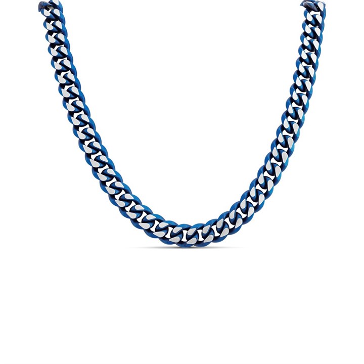 Unique Stainless Steel Blue IP Plating Curb Chain - A73121
