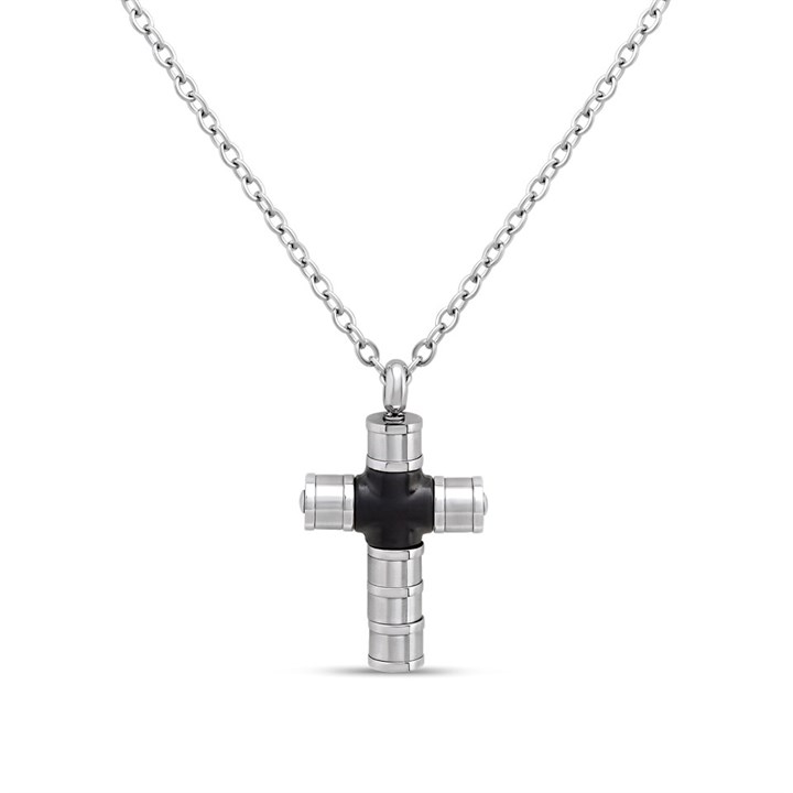 Unique Stainless Steel Cross With Black IP Plating - A73129