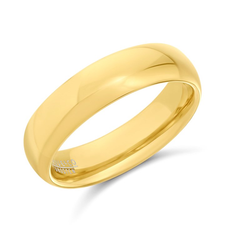 Unique Tungsten Carbide Yellow IP Plated Ring - A73138