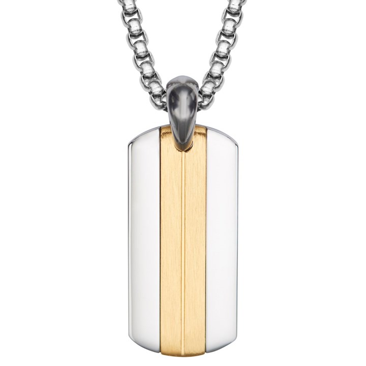 Unique Steel And Yellow IP Tag Necklace - A73148