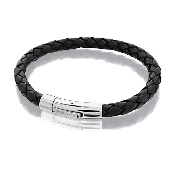 Unique Black Leather Bracelet - A7375