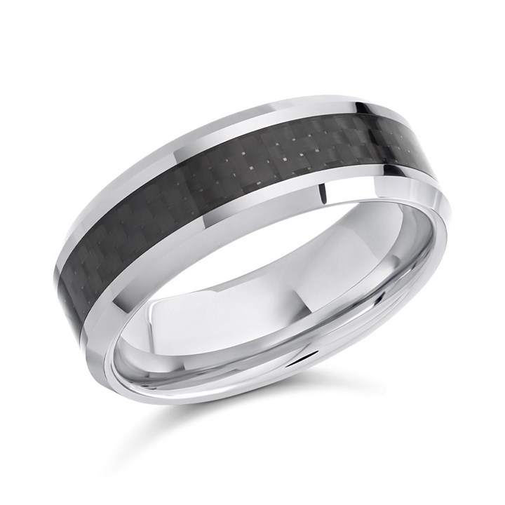 Unique Tungsten And Carbon Fibre Ring - 8mm - A7388