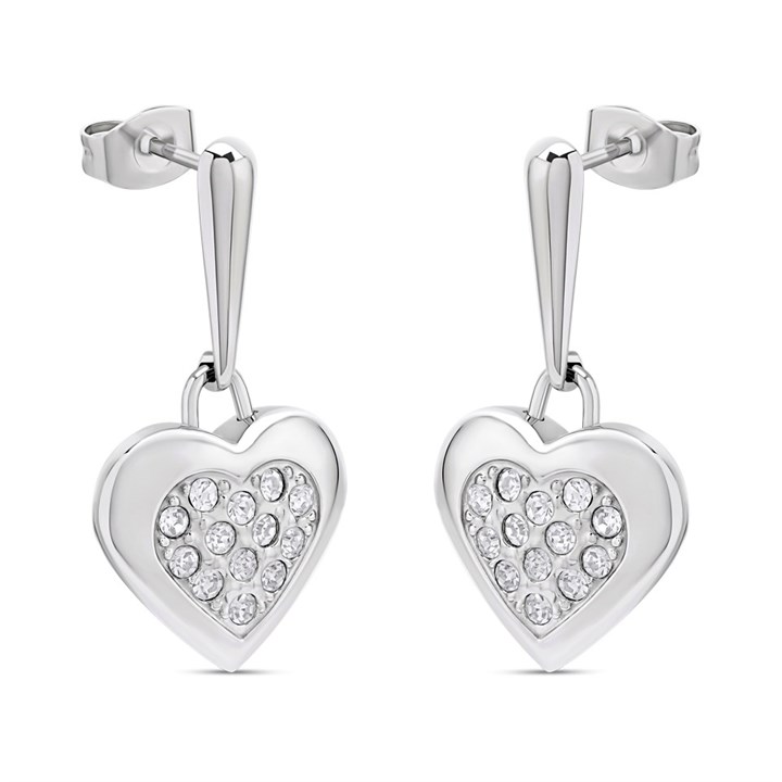 Unique Steel Heart Crystal Earrings - A7405