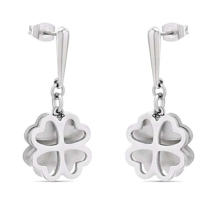 Unique Steel Clover Earrings - A7412