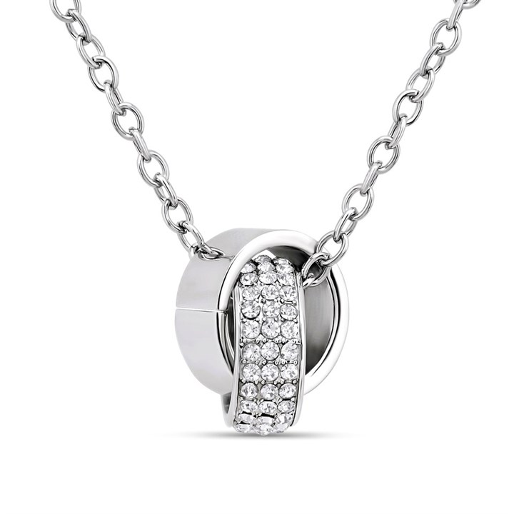 Unique Steel Necklace With Crystals - A7415