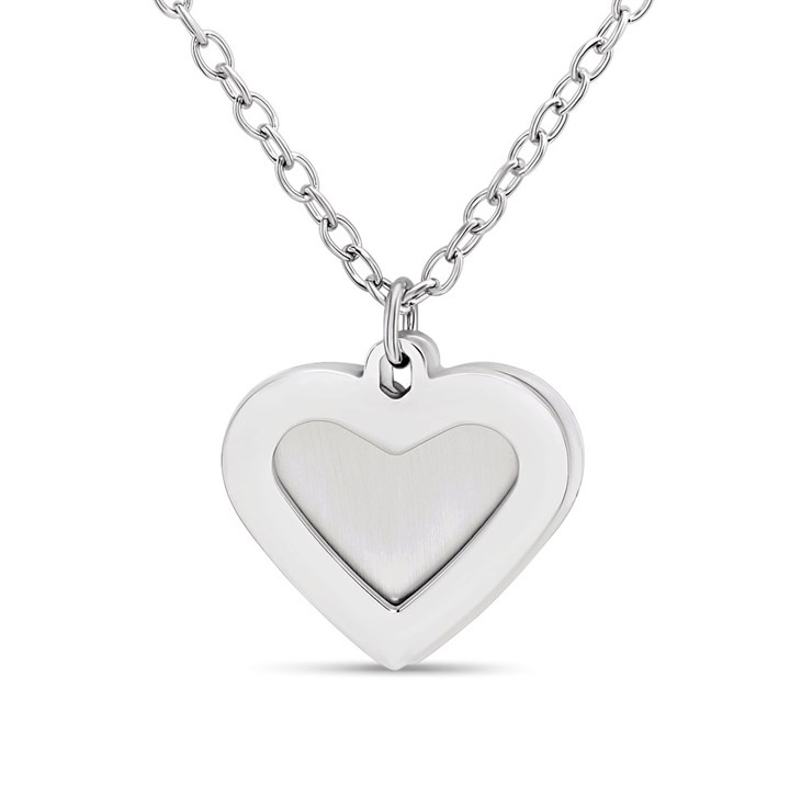Unique Steel Heart Necklace - A7422