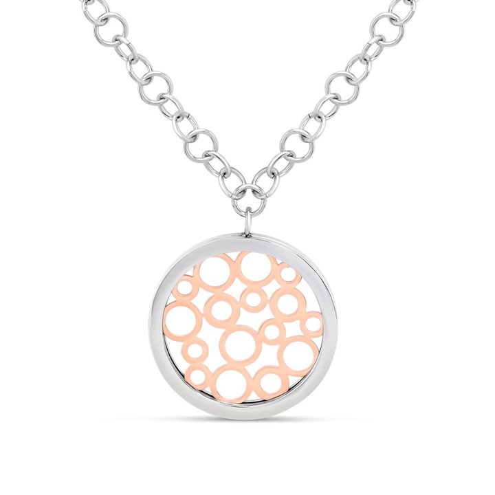 Unique Steel An Rose Plated Necklace - A7425