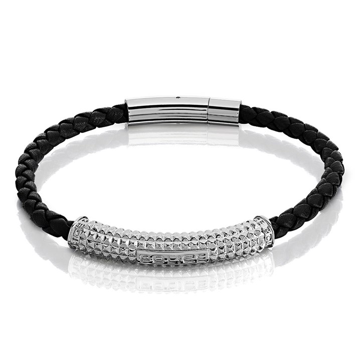 Police PEAGB2214901 Hardware Black Leather Bracelet - A98220