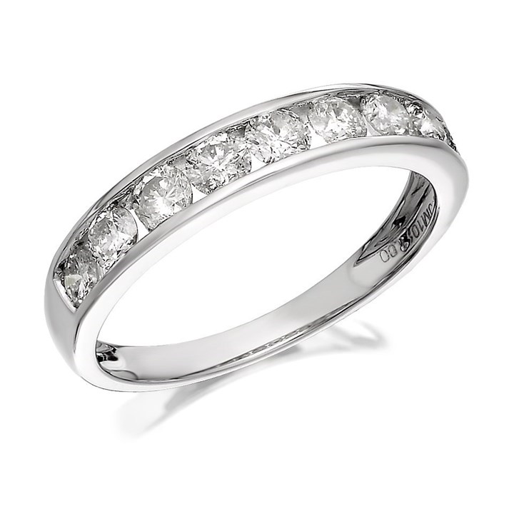 18ct White Gold 1 Carat Diamond Half Eternity Ring - D0701