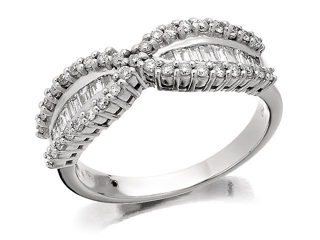 18ct White Gold Diamond Bow Band Ring - 1/2ct - D0752