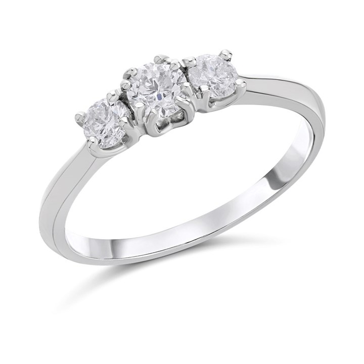 Platinum Diamond Trilogy Ring - 1/2ct - AGI Certificated - D08127