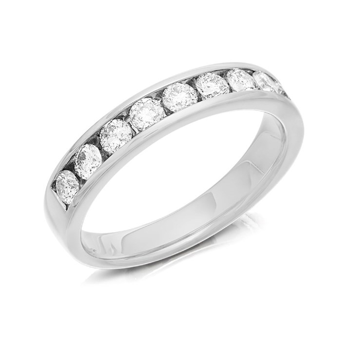 Platinum Diamond Half Eternity Ring - 3/4ct - D08140