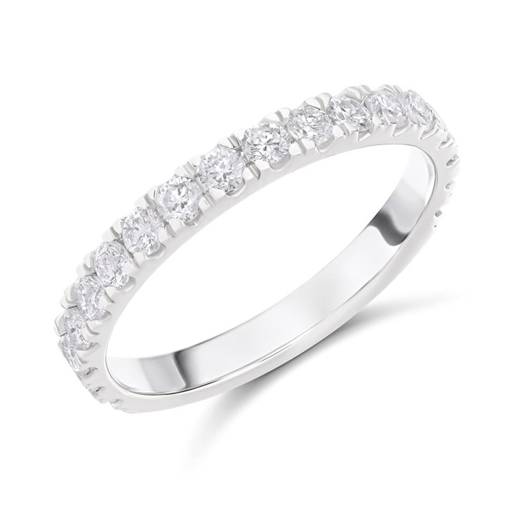 Platinum Claw-Set Diamond Half Eternity Ring - 3/4ct - AGI Cert - D08162
