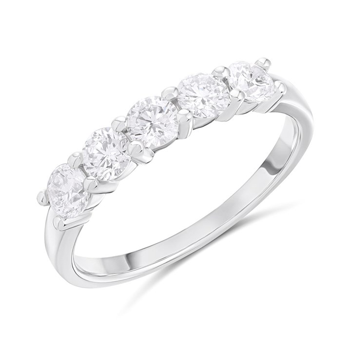 Polar Fire Platinum Diamond Five Stone Diamond Ring- 1ct (GLI Certifiacte) - D08170