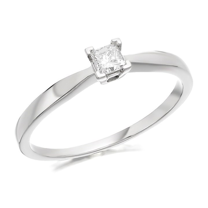 Platinum Princess Cut Diamond Solitaire Ring - 15pts - AGI Certificated - D0821
