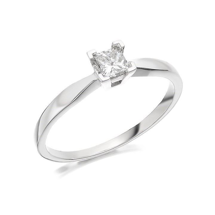 Platinum Princess Cut Diamond Solitaire Ring - 1/4ct - AGI Certificated - D0830