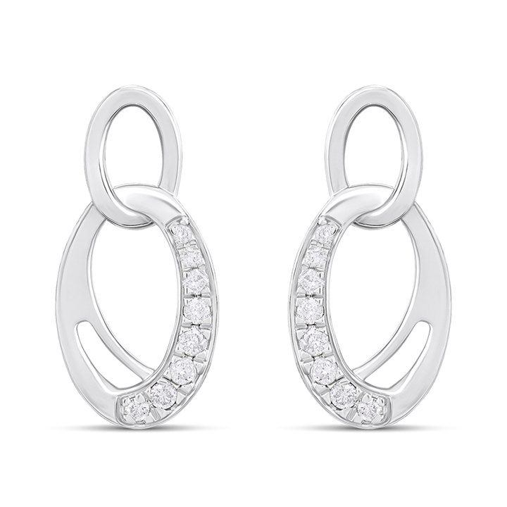 Platinum Double Loop Diamond-Set Earrings - D08503