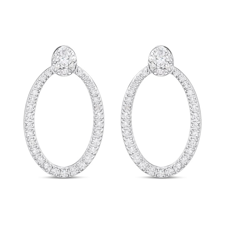 Platinum Diamond-Set Oval Earrings, 1/3ct/pair - D08509