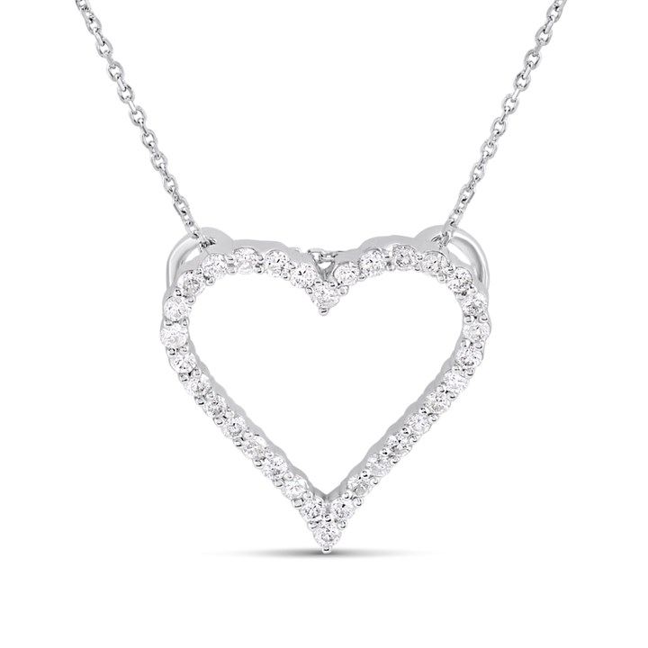 Platinum Diamond-Set Heart Necklace- 1/4ct - D08511