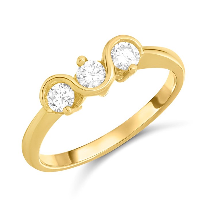 18ct Gold Diamond Swirl Trilogy Ring, 35pts - D1106