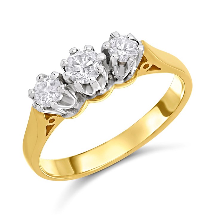 18ct Gold Diamond Trilogy  Ring, 1/2ct - D1107