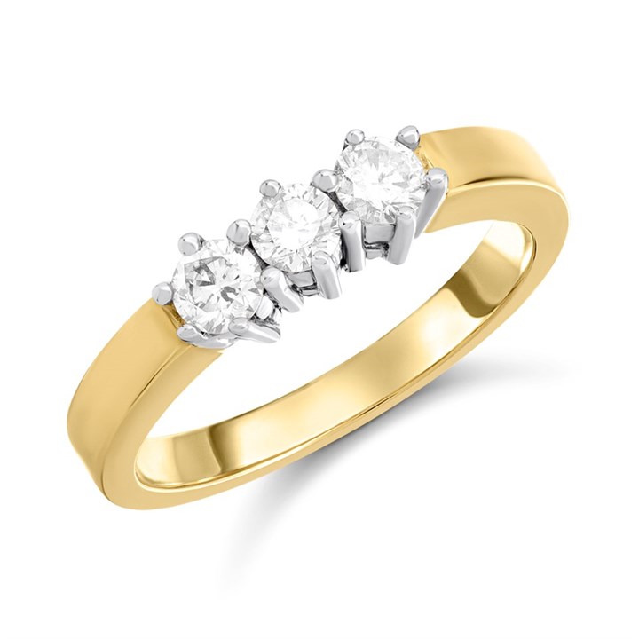 18ct Gold Diamond Trilogy  Ring, 1/2ct - D1108