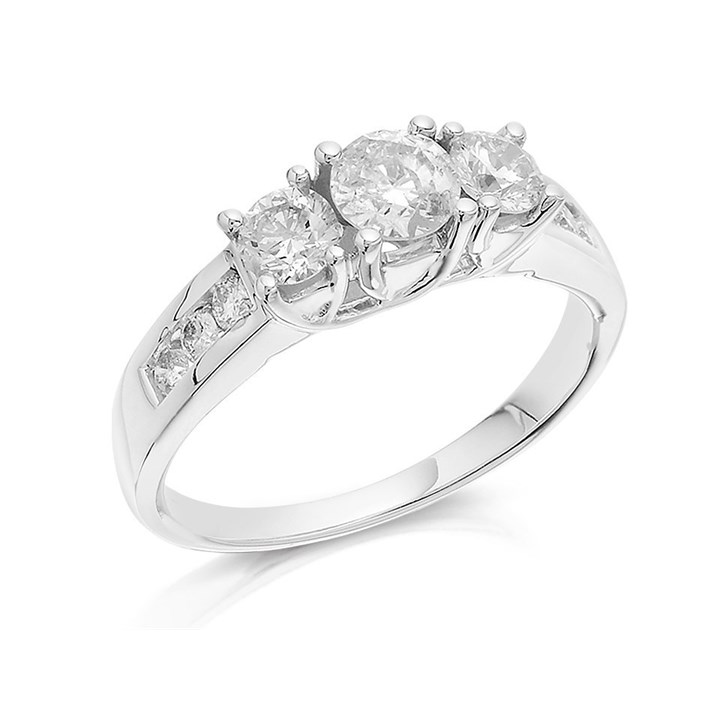 18ct White Gold 1 Carat Three Stone Ring - D1307