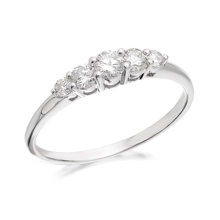 18ct White Gold Five Stone Diamond Ring - 1/2ct - D1311