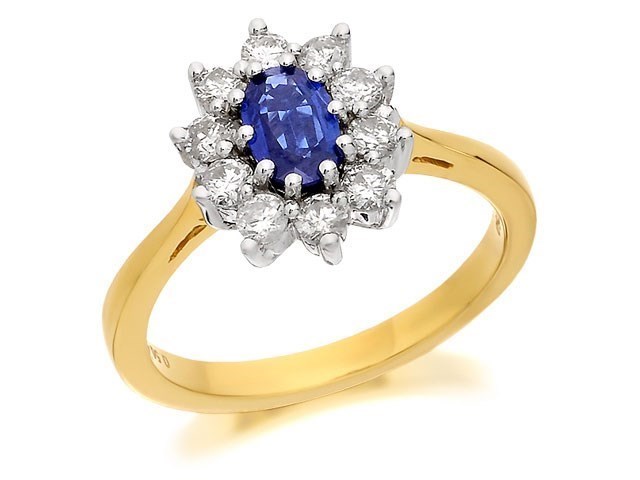 18ct Gold Diamond And Sapphire Cluster Ring - 1/2ct - D2603