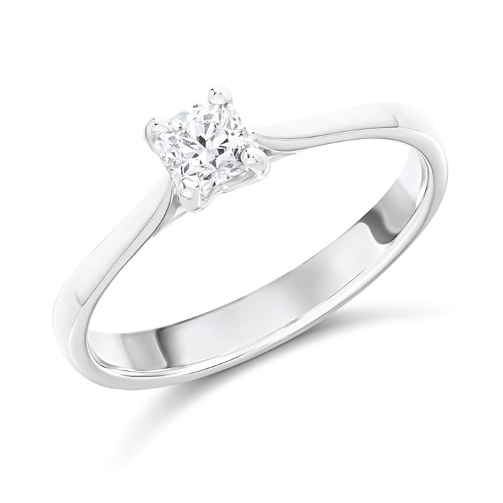 Arctic Circle 9ct White Gold Radiant Cut Diamond Solitaire Ring - 30pts - IGI Certificated - D3103