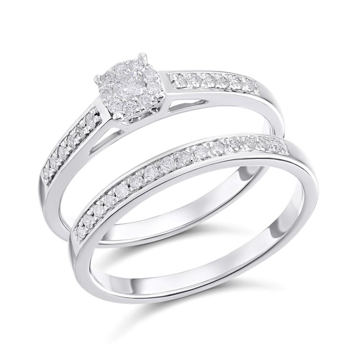 9ct White Gold Diamond Bridal Set - 1/4ct - D32142