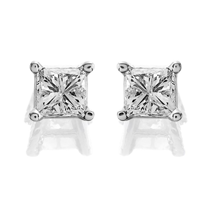 14ct White Gold Diamond Solitaire Stud Earrings - 3/4ct per pair - AGI Certificated - D3907
