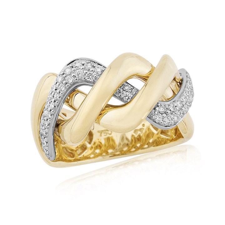 18ct Two Colour Gold Diamond Band Ring - 44pts - D4213