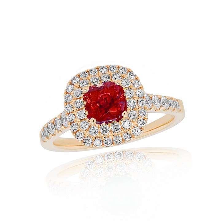 18ct Gold Ruby And Diamond Cluster Ring - 57pts - D4218