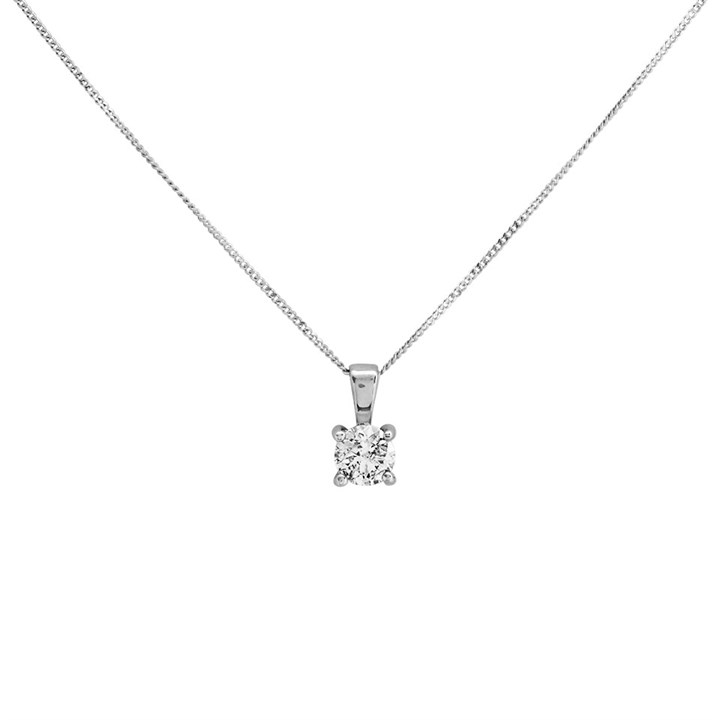 18ct White Gold Diamond Solitaire Necklace - 1/2ct - D45251