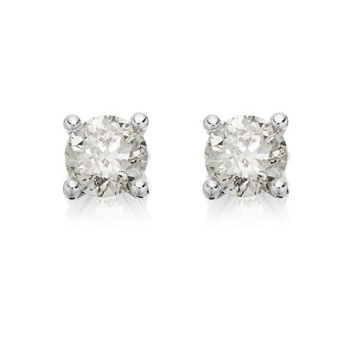 18ct White Gold Diamond Solitaire Stud Earrings - 60pts per pair - D4526