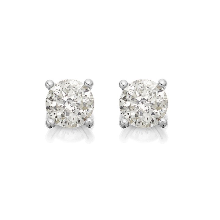 18ct White Gold Diamond Solitaire stud Earrings - 80pts per pair - D4528