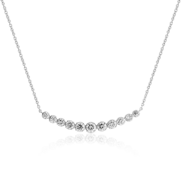 18ct White Gold Diamond Crescent Necklace - 1/2ct - D4531