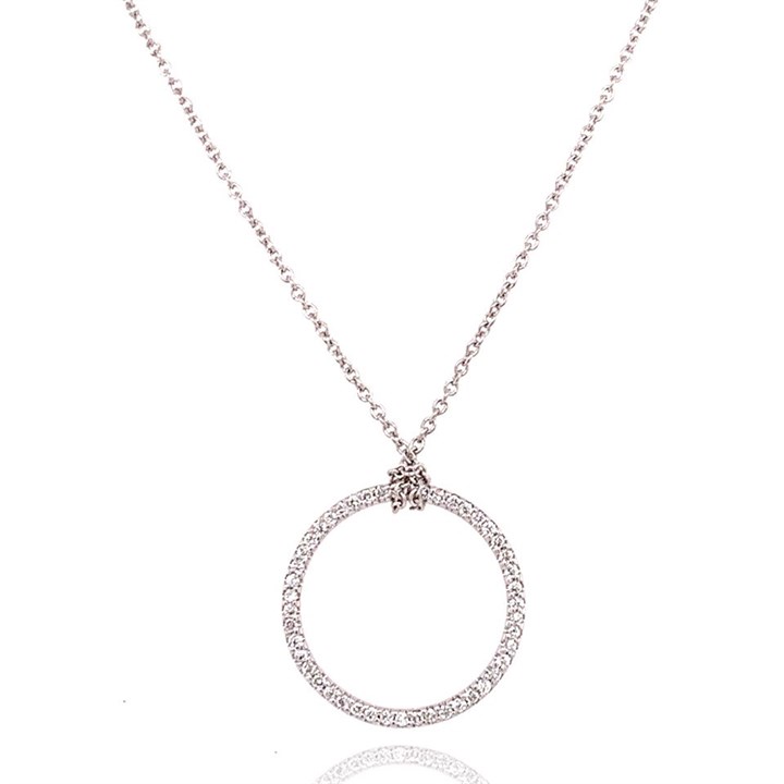 18ct White Gold Diamond Circle Necklace - 14pts - D4533