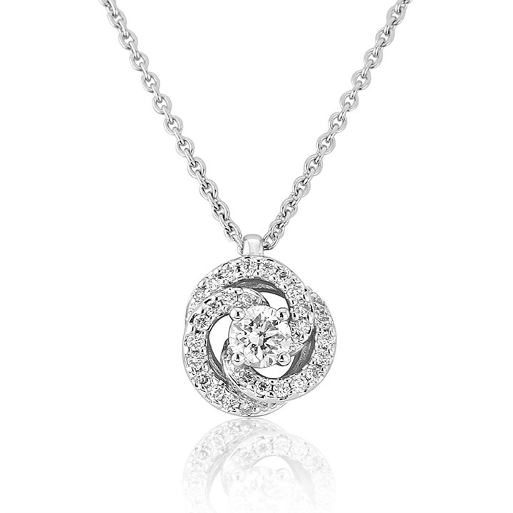 18ct White Gold Diamond Knot Necklace - 1/4ct - D4545