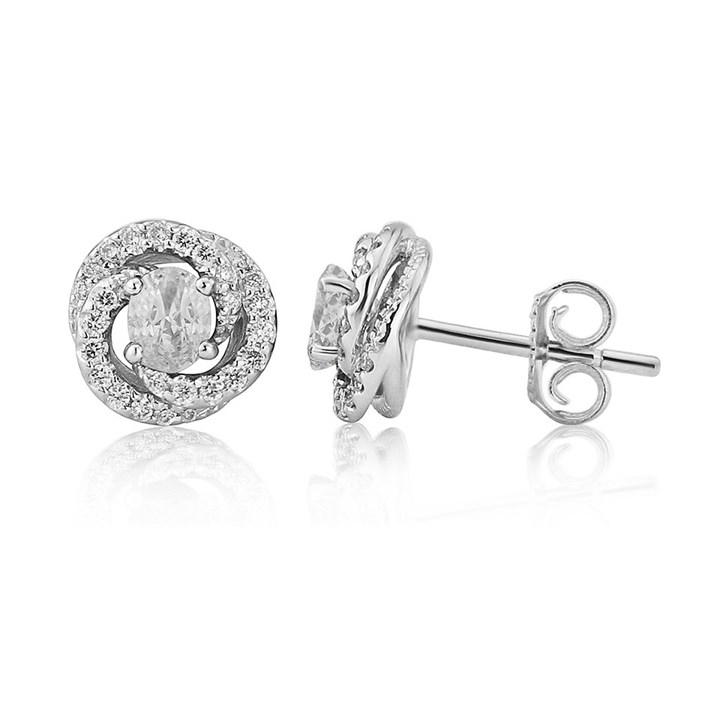 18ct White Gold Diamond Swirl Stud Earrings - 51pts per pair - D4557