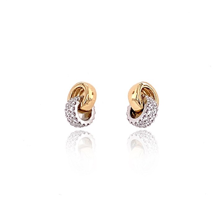 18ct Two Colour Gold Diamond Interlocking Stud Earrings - 22pts per pair - D4560