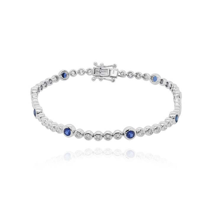 18ct White Gold Diamond And Sapphire Tennis Bracelet - 1.15cts - D4619